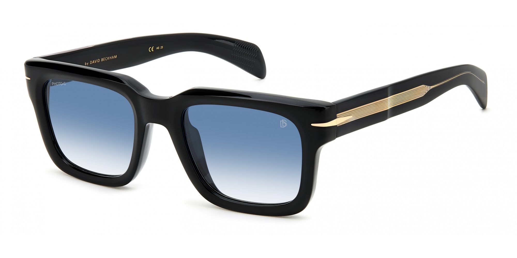David Beckham Men's Black/Blue Db 7100/S 807/F9 Man Sunglasses Acetate Squared Normal Shaded
