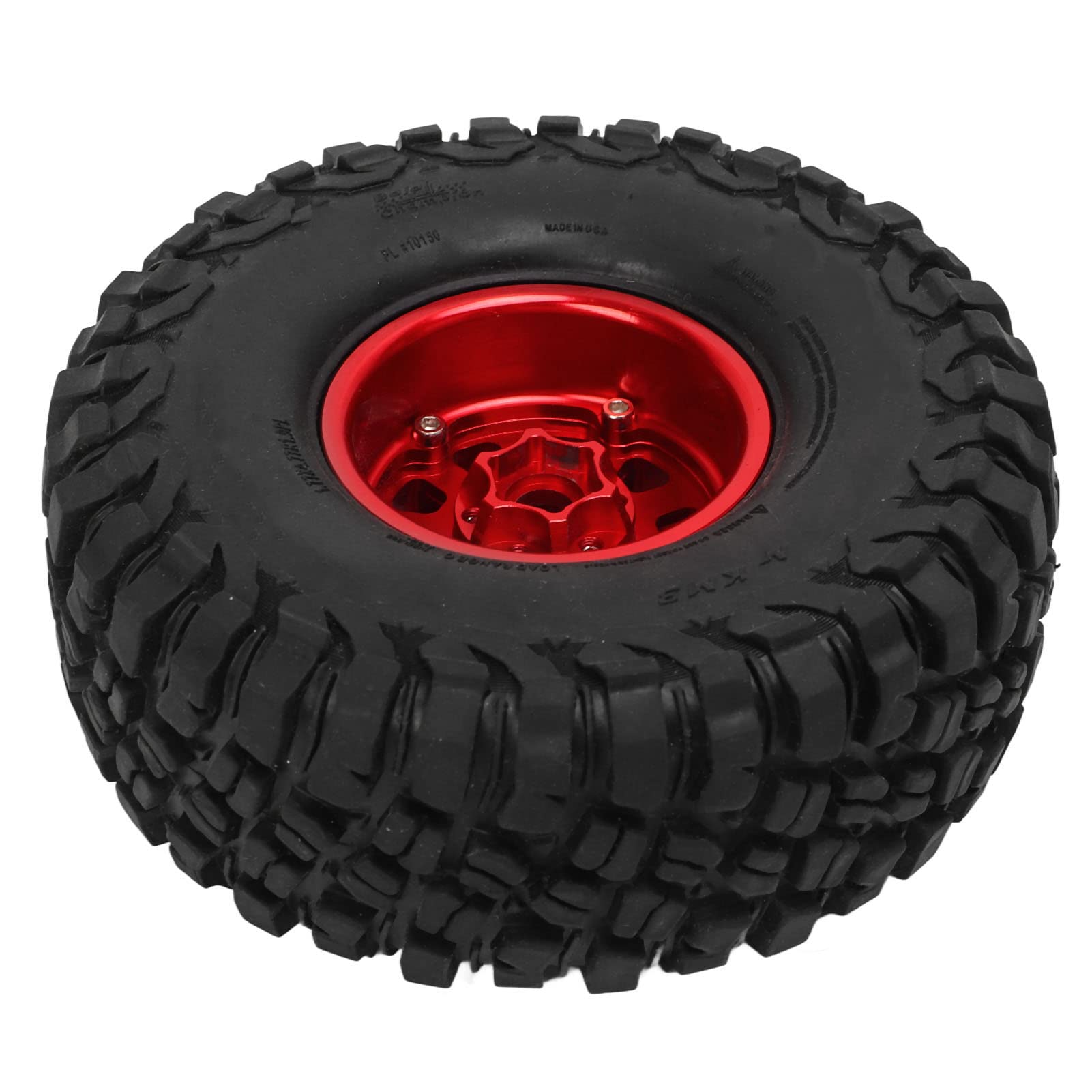 4 szt. 1,9-calowe gumowe opony RC z czerwonym kołem ze stopu aluminium do części zamiennych do samochodów RC Akcesoria do naprawy Trwały materiał i mocny chwyt dla SCX10 D90 HPI