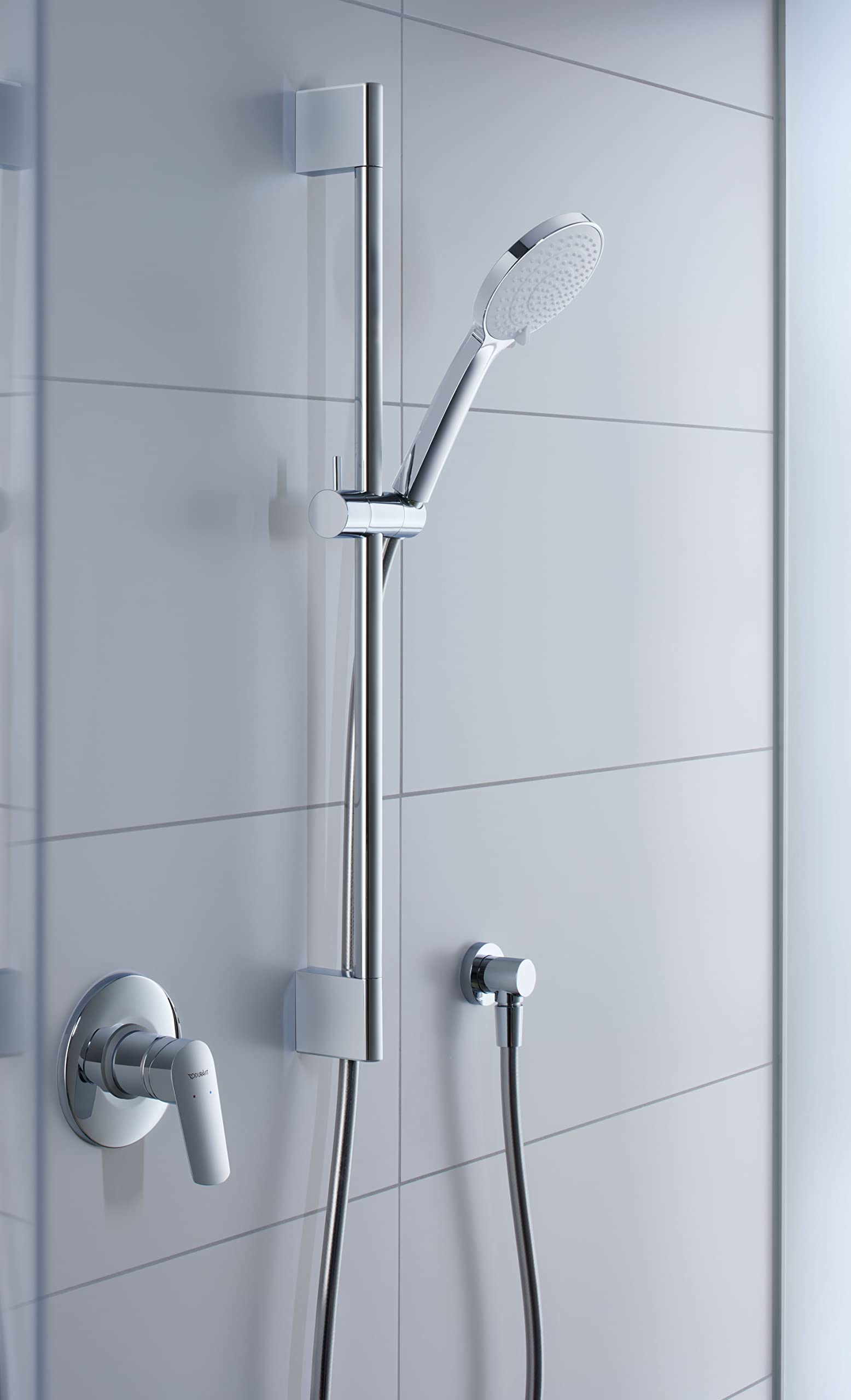 Duravit Uniwersalny Drążek Prysznicowy z Uchwytem na Słuchawkę, Regulacja Wysokości, Regulowany (900 mm), Chrom