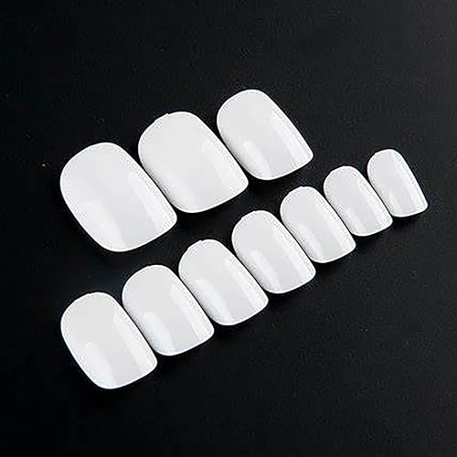 Miniatura 6 de Uñas postizas cortas con pegamento de uñas, uñas cuadradas a presión, uñas acrílicas artificiales de cobertura completa, uñas postizas blancas con