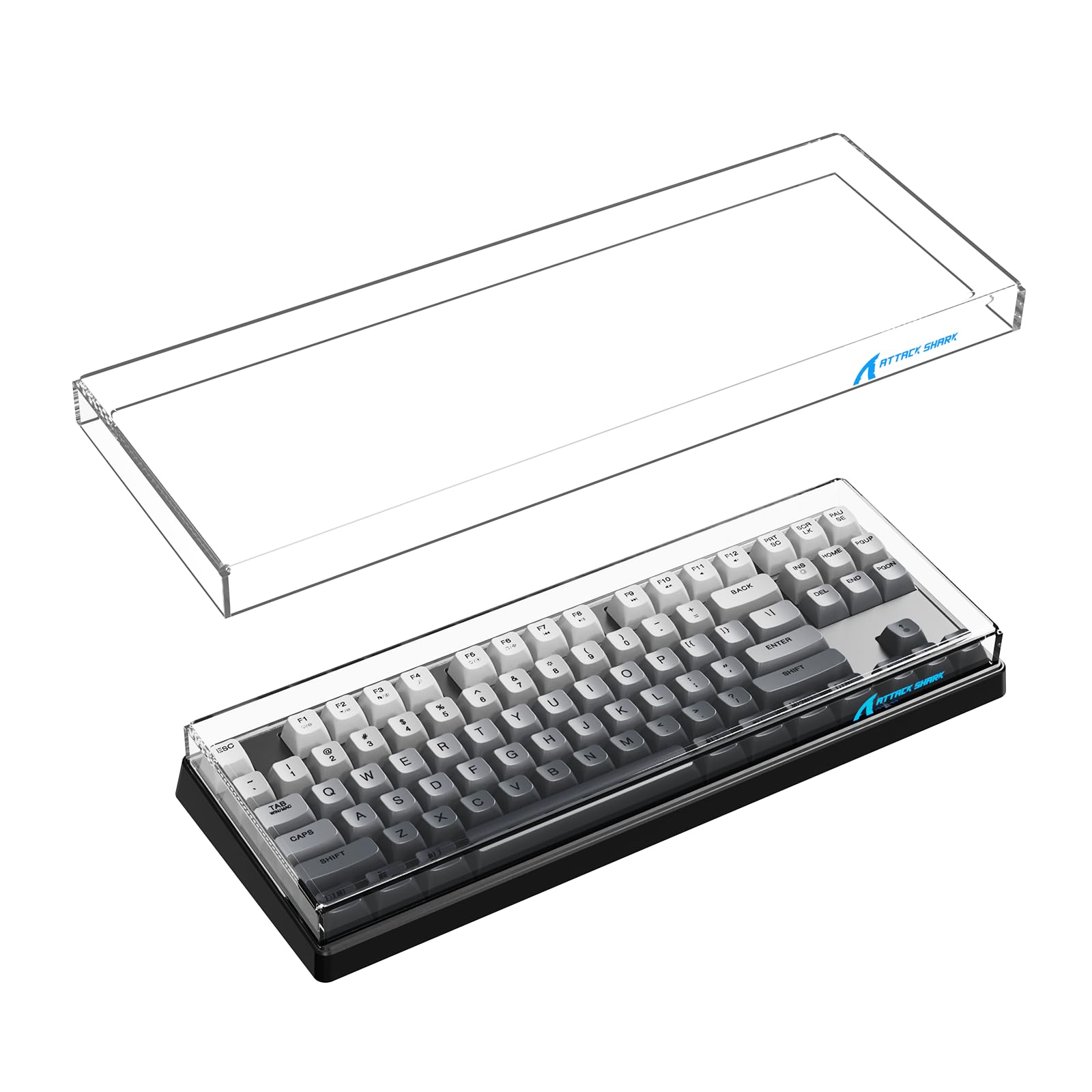 ATTACK SHARK Clear Acrylic Keyboard Dust Cover Waterproof Cover for 87 Keys Gaming Keyboard,12.9 * 5 * 0.9in,Compatible with Size Below 87 Keys,Anti-Knock -Transparent