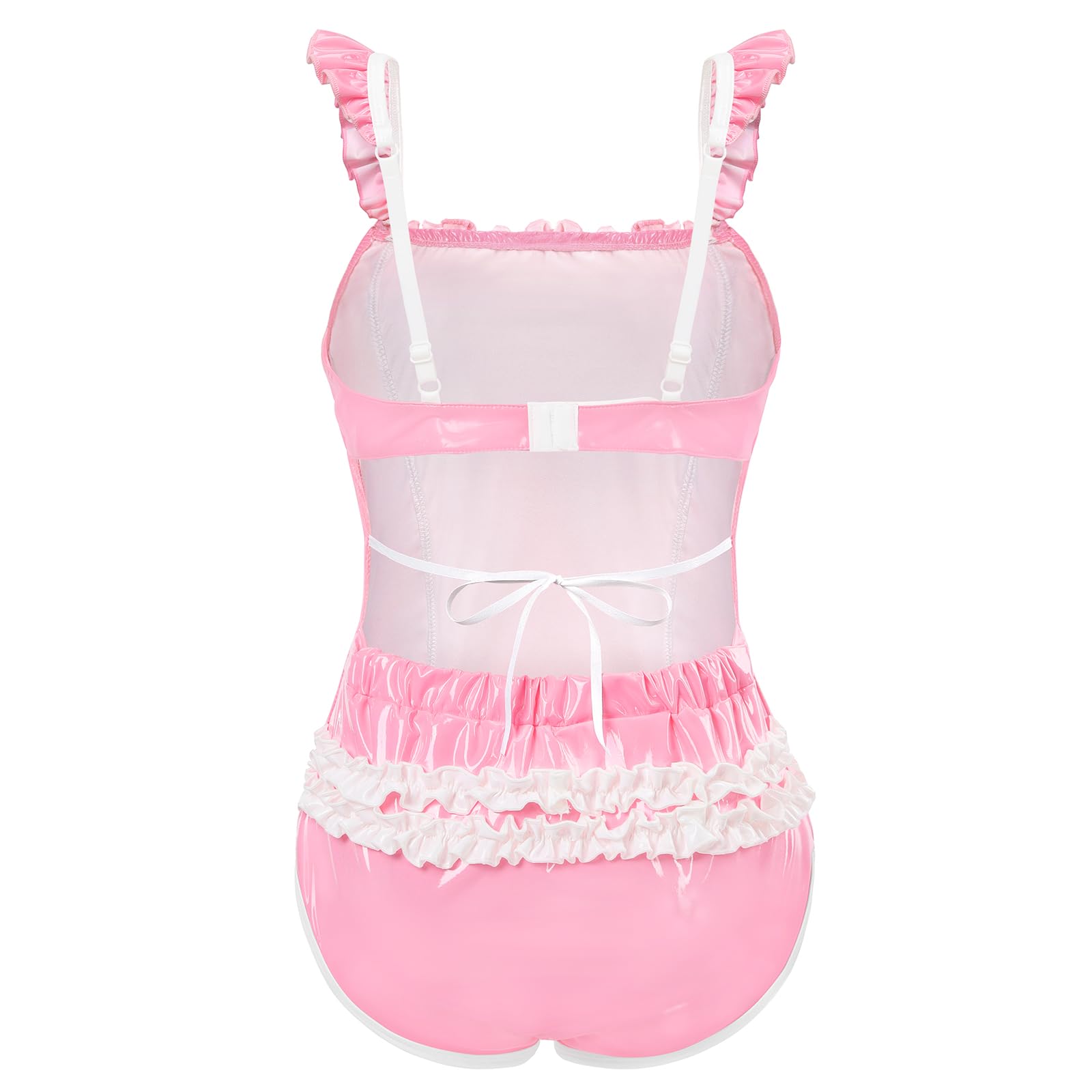LittleForBig Combinaison pyjama brillante sans manches en similicuir avec bretelles réglables – Combinaison d'entraînement pour bébé fille semblable au latex