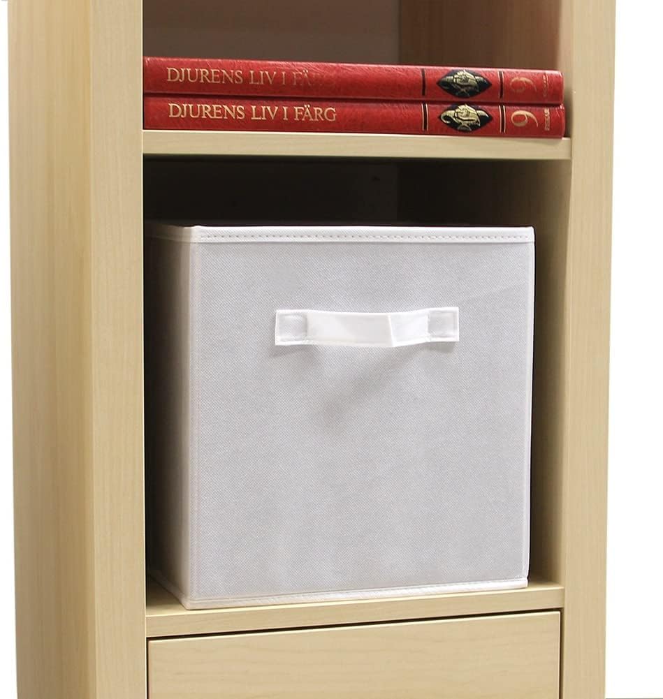 EZOWare Boîtes de Rangement Ouvertes en Textile Non-Tissé, 26,7 x 26,7 x 28 cm Tiroir en Tissu pour Chambre à Coucher, Chambre d'enfant pour enfants - Pack de 8 / Blanc