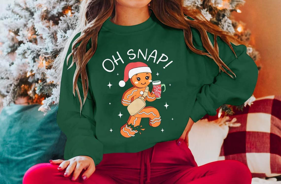 FAYALEQ Merry Christmas Sweatshirts Women: Gingerbread Graphic Shirts Funny Xmas Sweater Winter Long Sleeve Pullovers - Image 5