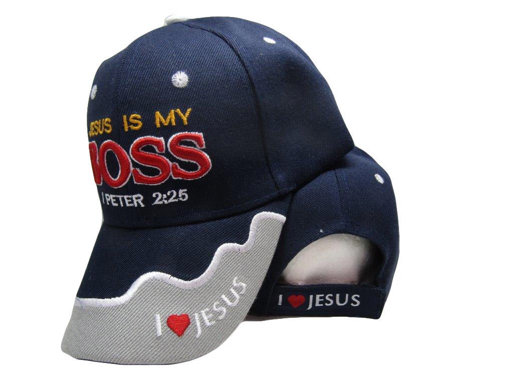 imamChrist Christian Jesus is My Boss 1 Peter 2:25 Dark Blue Embroidered Cap Hat