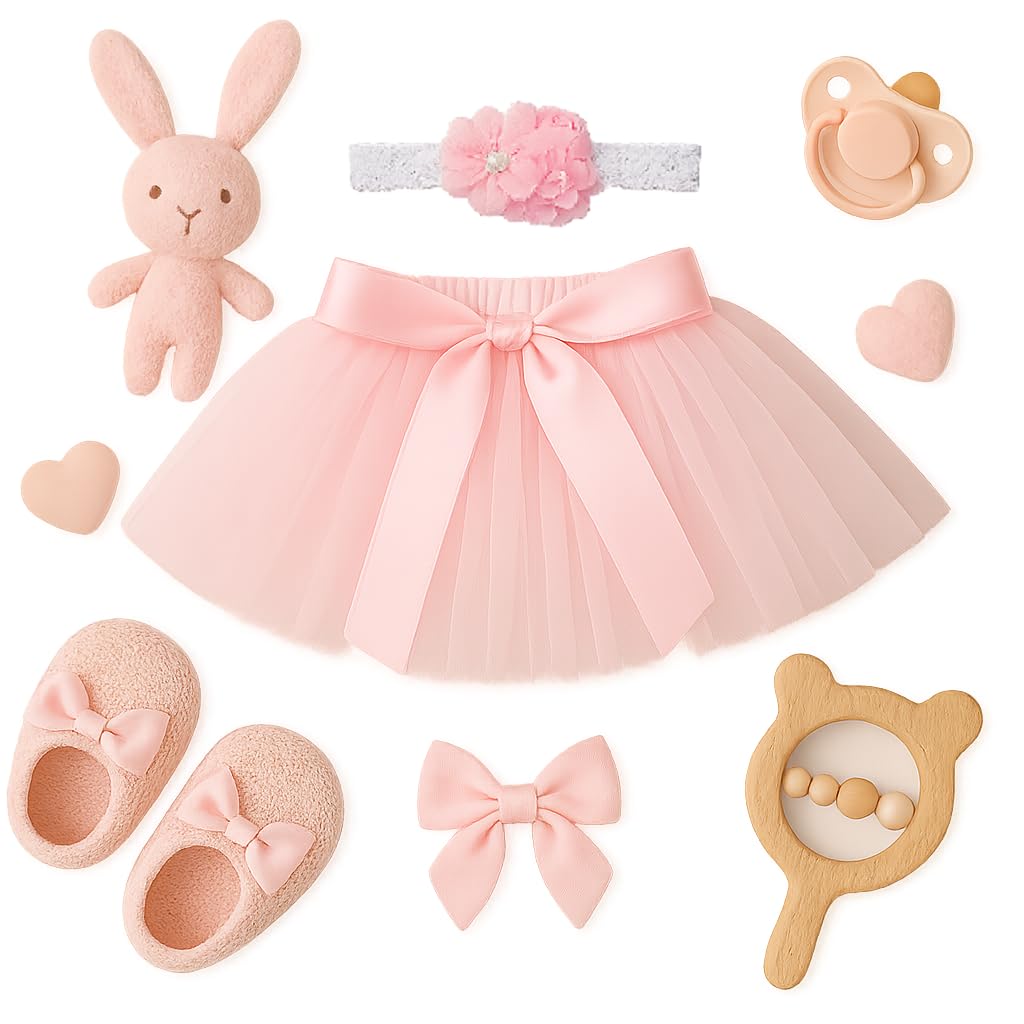 Matissa Pink Newborn Baby Tutu Clothes Skirt Headdress Flower Photo Photography Prop Outfit (8)
