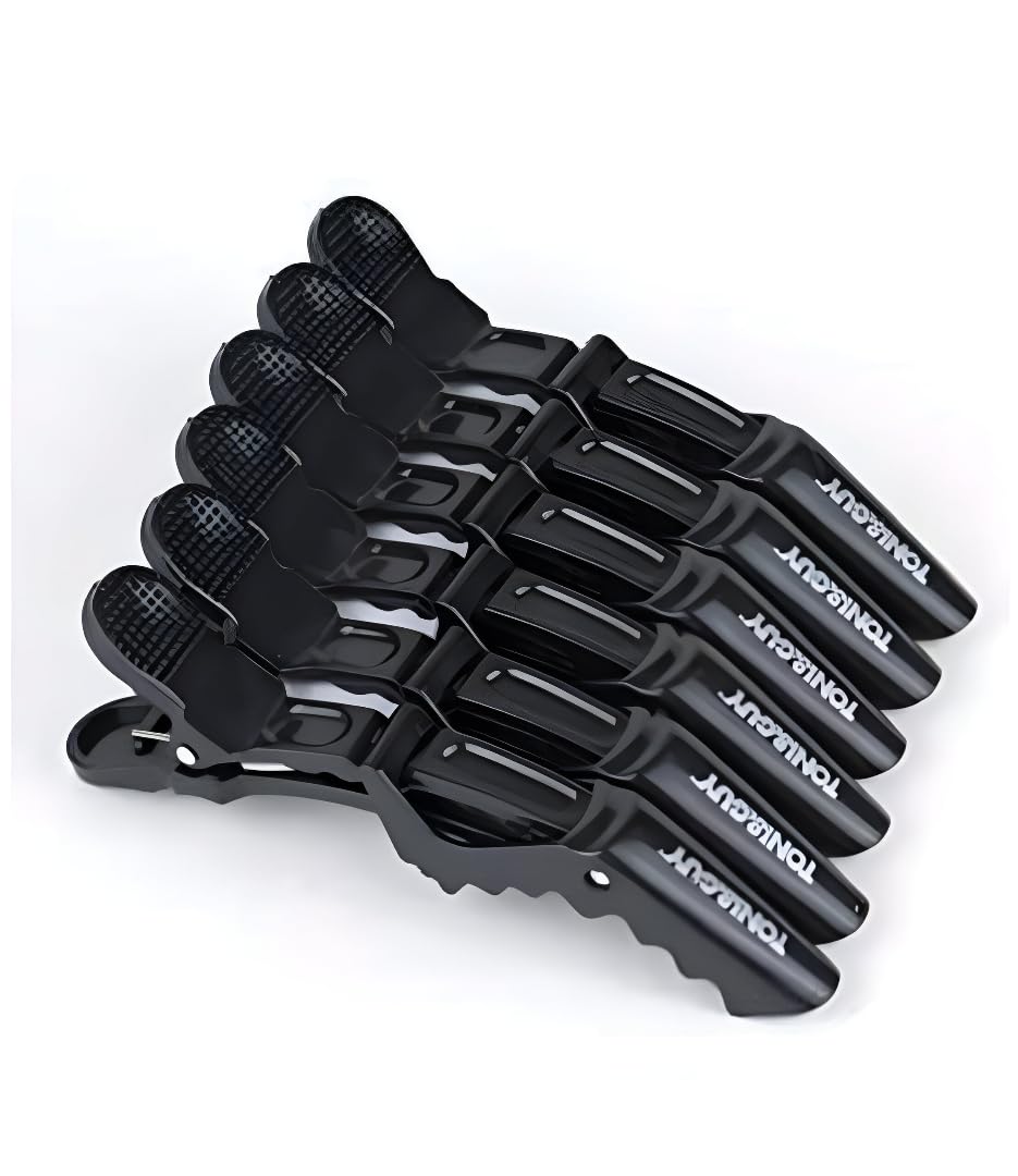 Mapperz Professional Hair Styling Clips Sectioning Crocodile Hair Clips Duckbill Clips Section Clips for Women, Non-Slip Hairdresser Dedicated Partition Hairgrips (Black), Pack of 6