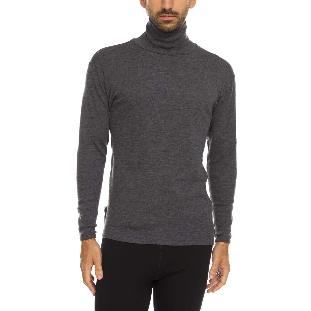 100% Merino Wool Mens Turtleneck - Midweight Long Sleeve Base Layer
