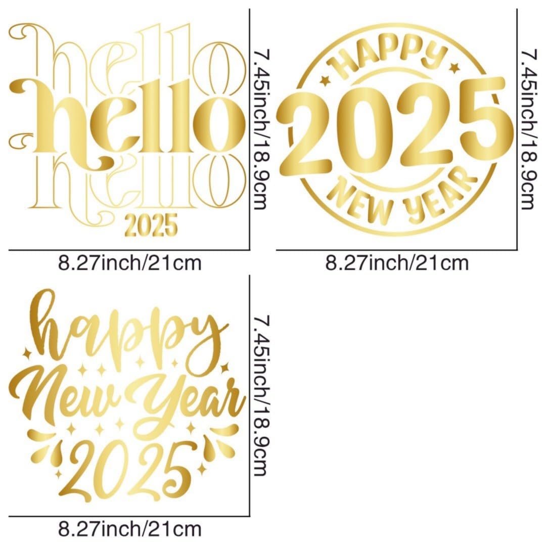 Happy New Year 2025 Iron Transfer Patch Heat Transfer Sticker Vinyl Design Iron Applique T-Shirt Clothing DIY Craft Applique Clothing Decoration
