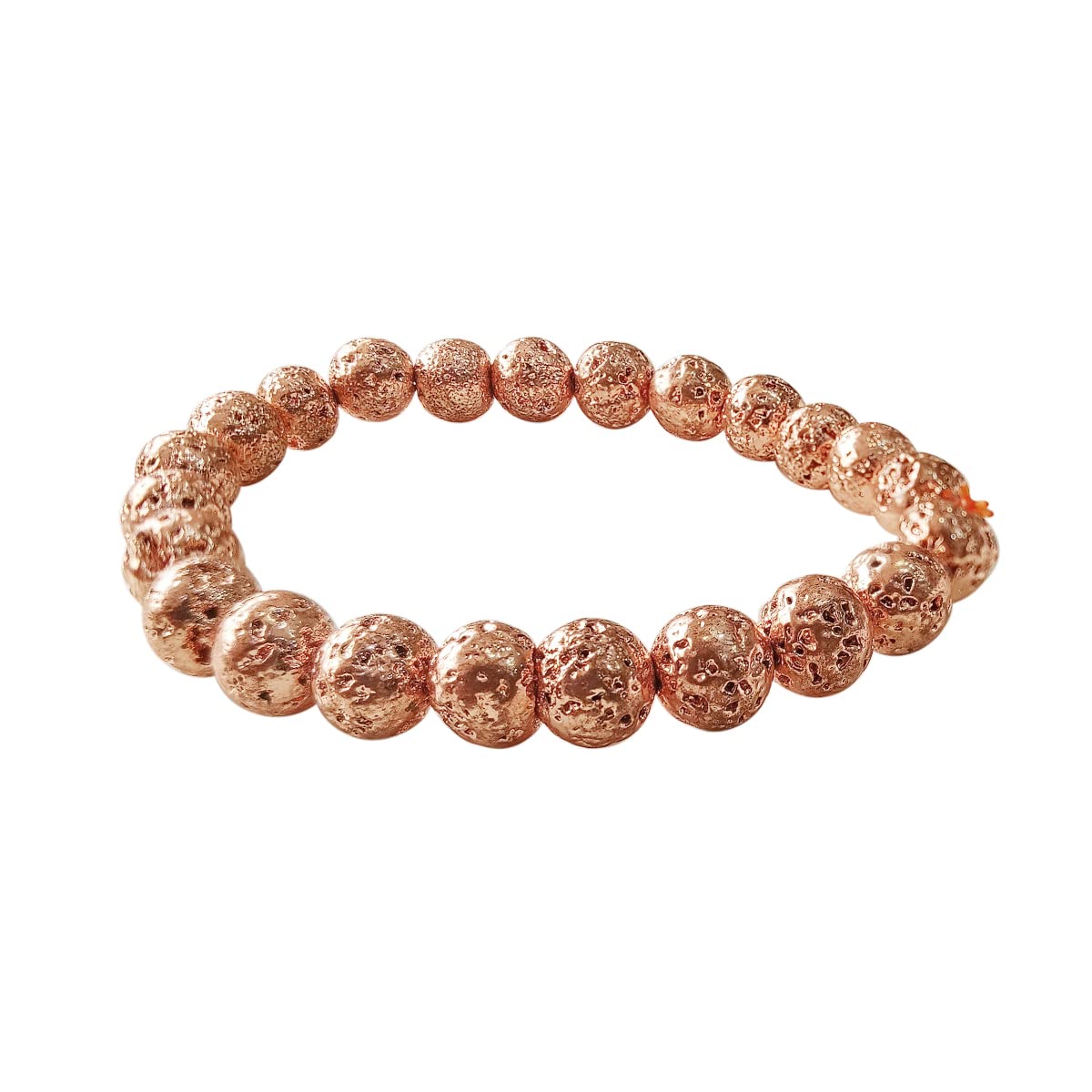 Shubhanjali Rose Gold Plated Lava Stone 8mm Bracelet for Women and Men -Rose Gold,