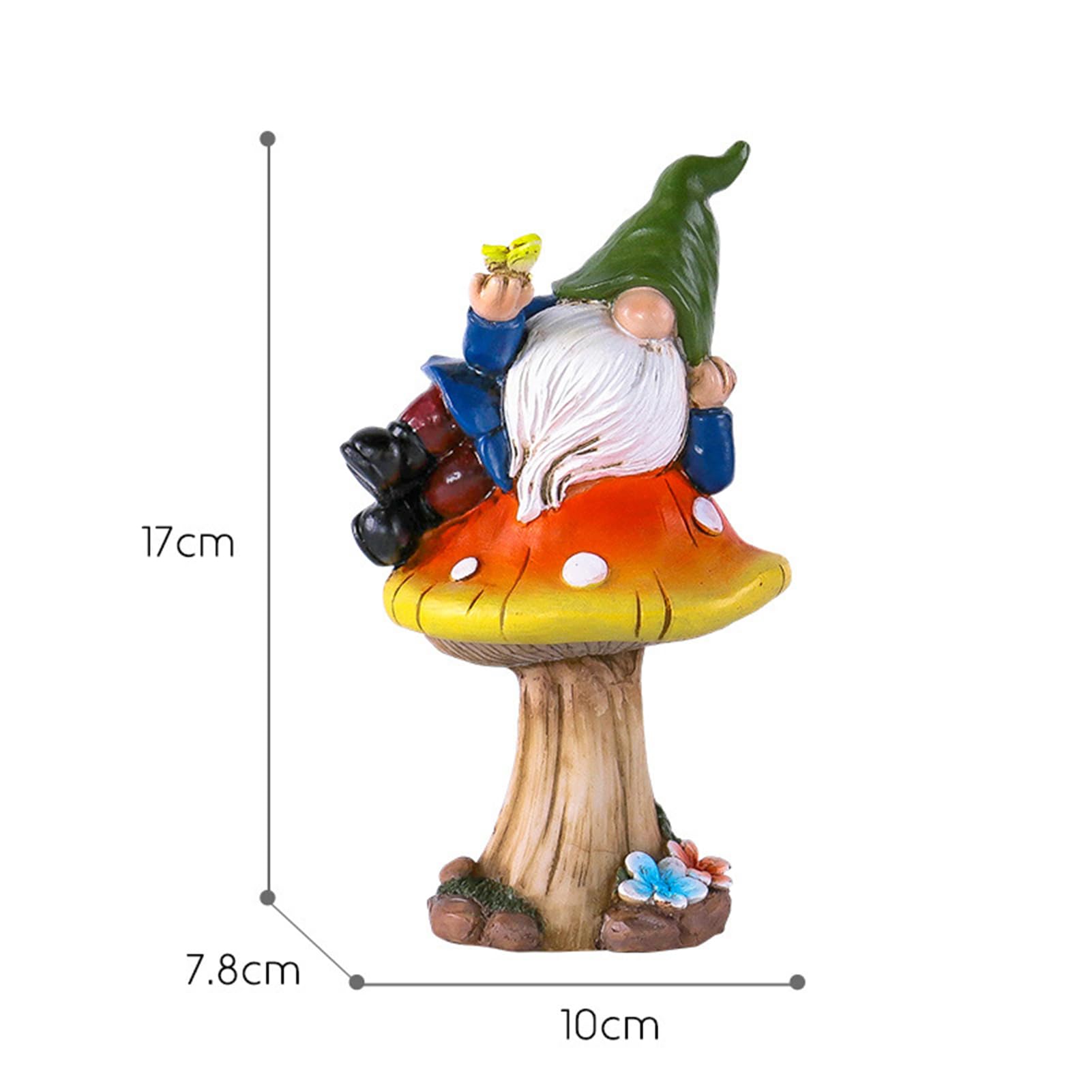 Figura decorativa de gnomo de jardín sobre hongo de resina sintética – Lindo cartel de bienvenida para casa y jardín, 10.5 * 8 * 17.5 cm – Decoración perfecta para amantes de los gnomos (hongo