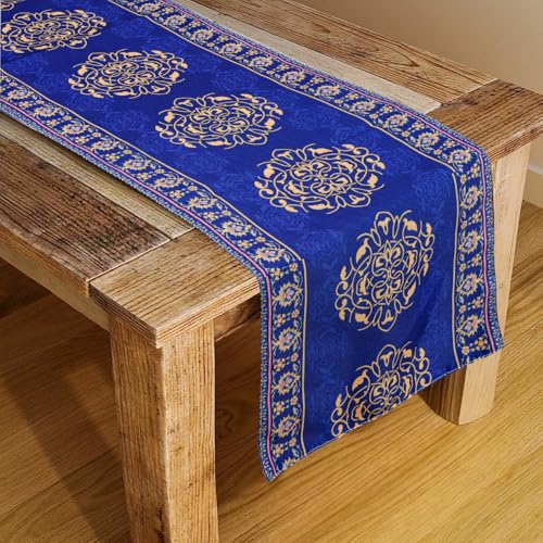 Image of HOMADORN Premium Digital Printed Table Runner - Double Layered Durable Fabric, Elegant Dining & Coffee Table Decoration, Fade-Resistant Prints, Easy Care (13X60 Inches ( 4 Seater), Royal Elegance)