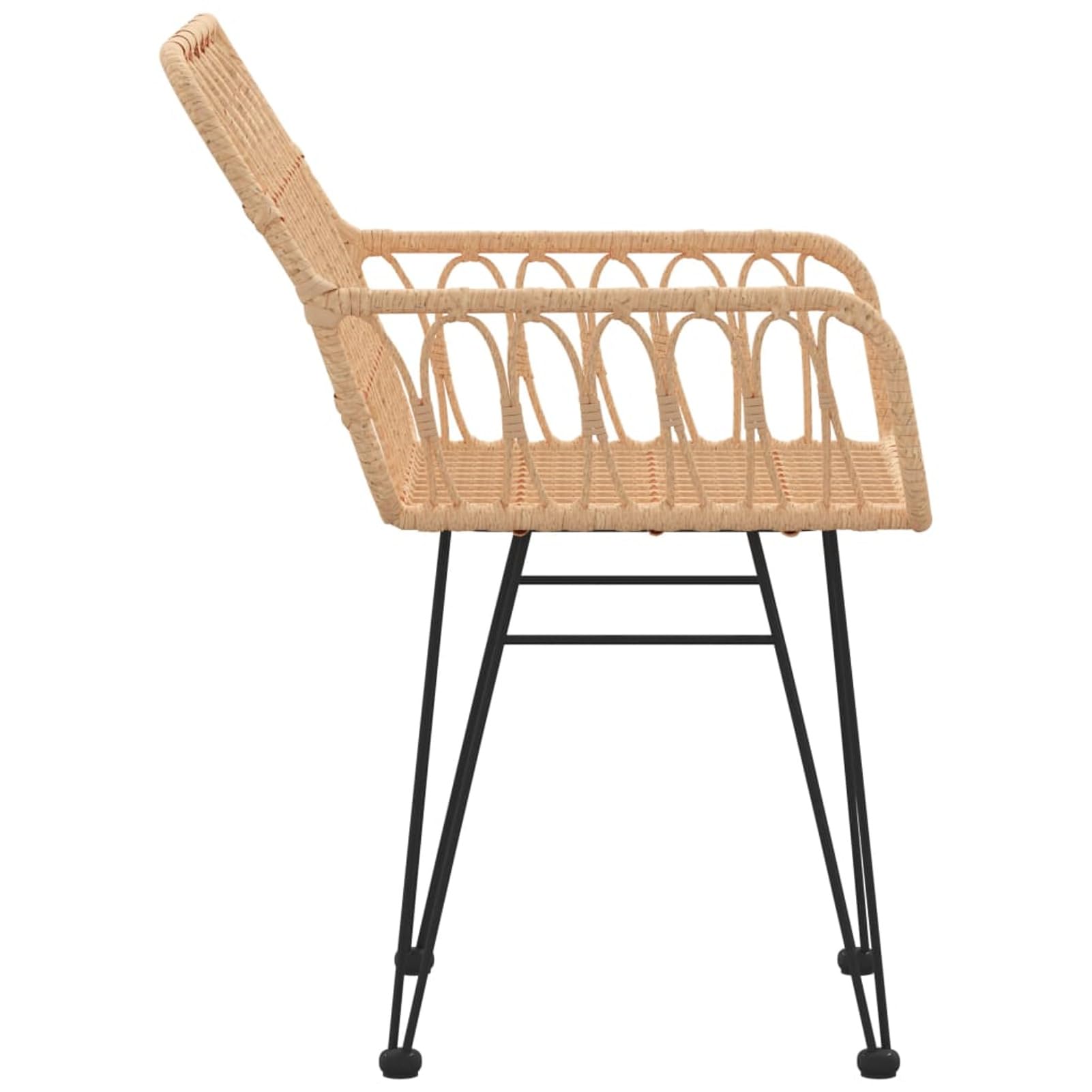 Krzesło z podłokietnikami, krzesło ogrodowe, metalowa struktura, krzesła ogrodowe 2 szt. z podłokietnikami 56x64x80 cm PE rattan