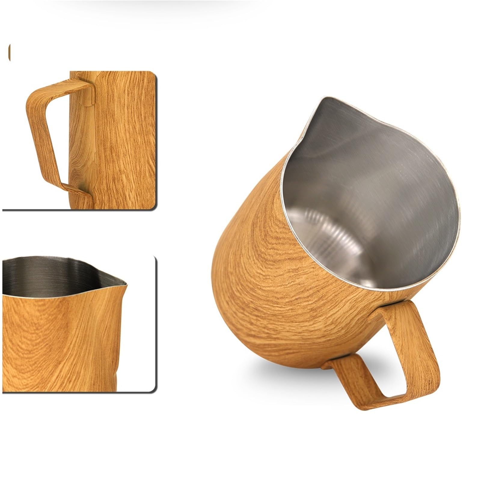 Jarra for espumar leche de acero inoxidable, 2 uds., flor for tirar de la jarra de leche y café, taza for café con leche Para café(300ml)