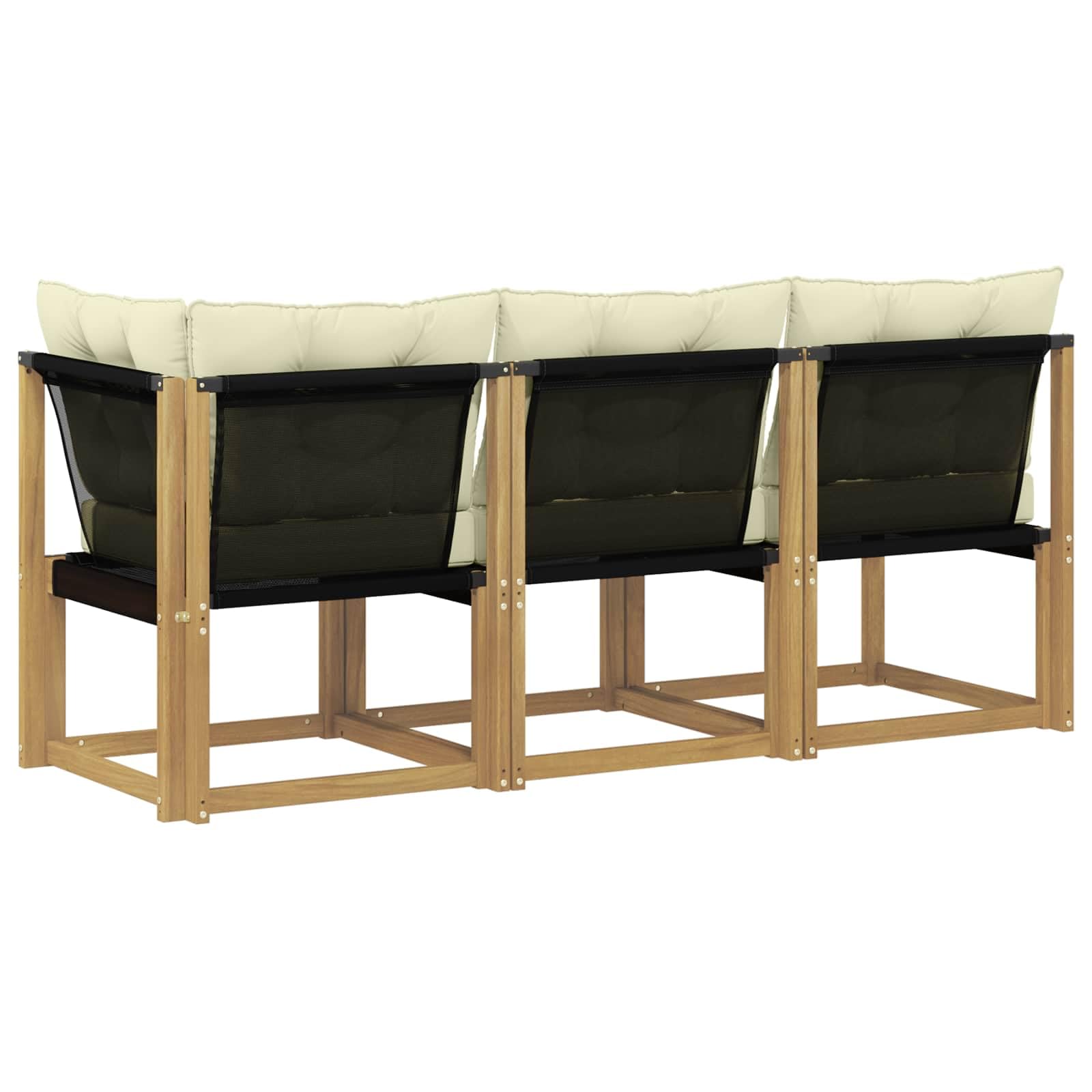 Divano centrale e angolare per esterni, 3 pezzi, bianco, resistente alle intemperie, in legno di acacia massiccio, set modulare per balcone, terrazza e veranda