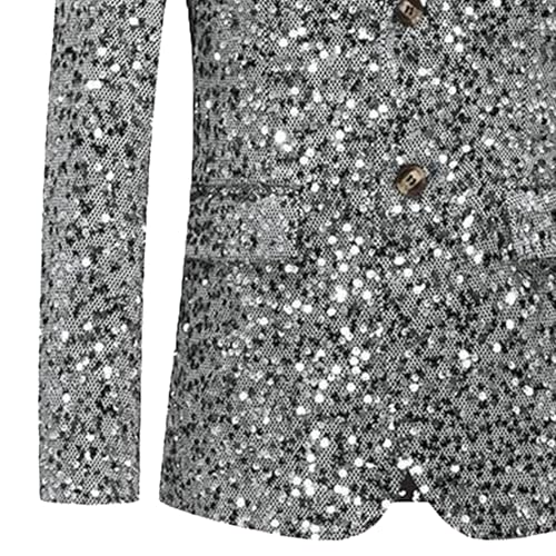 Mens Fashion Sequin Blazer Tuxedo Sport Coats Slim Fit Shiny Sequins Dress Suit Jacket for Prom Party Dinner3