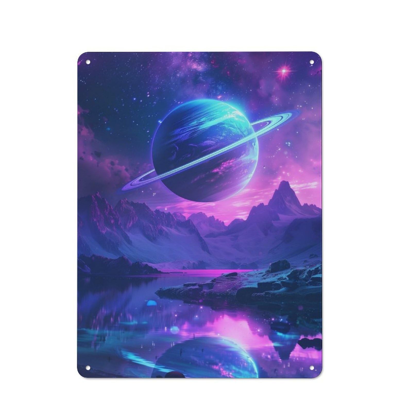 Junmoney Interstellar Dreamscape Tin Wall Plaque 40X30cm With For Dining Room Or Kitchen, A Metal Wall Feature For Kitchens And Dining Spaces