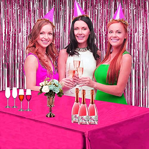 Image of Crackles Pink Rectangular Shiny Metallic Tinsel Foil Solid Color Reusable Table Cover 1.37mX1.83m for Indoor Outdoor Party Birthday,Wedding,Thanksgiving,Christmas,Buffet Parties,Camping