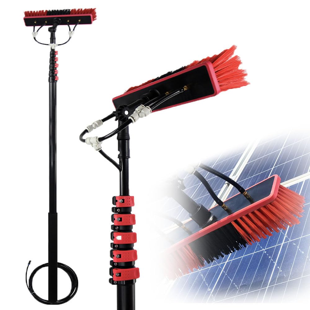 JYBNBBE Solar Panel Cleaning Kit with Rotating Head & Extension Pole - Efficient Maintenance Tool for Windows & Photovoltaic Panels Ideal for Homeowners & Professionals,9m/30ft