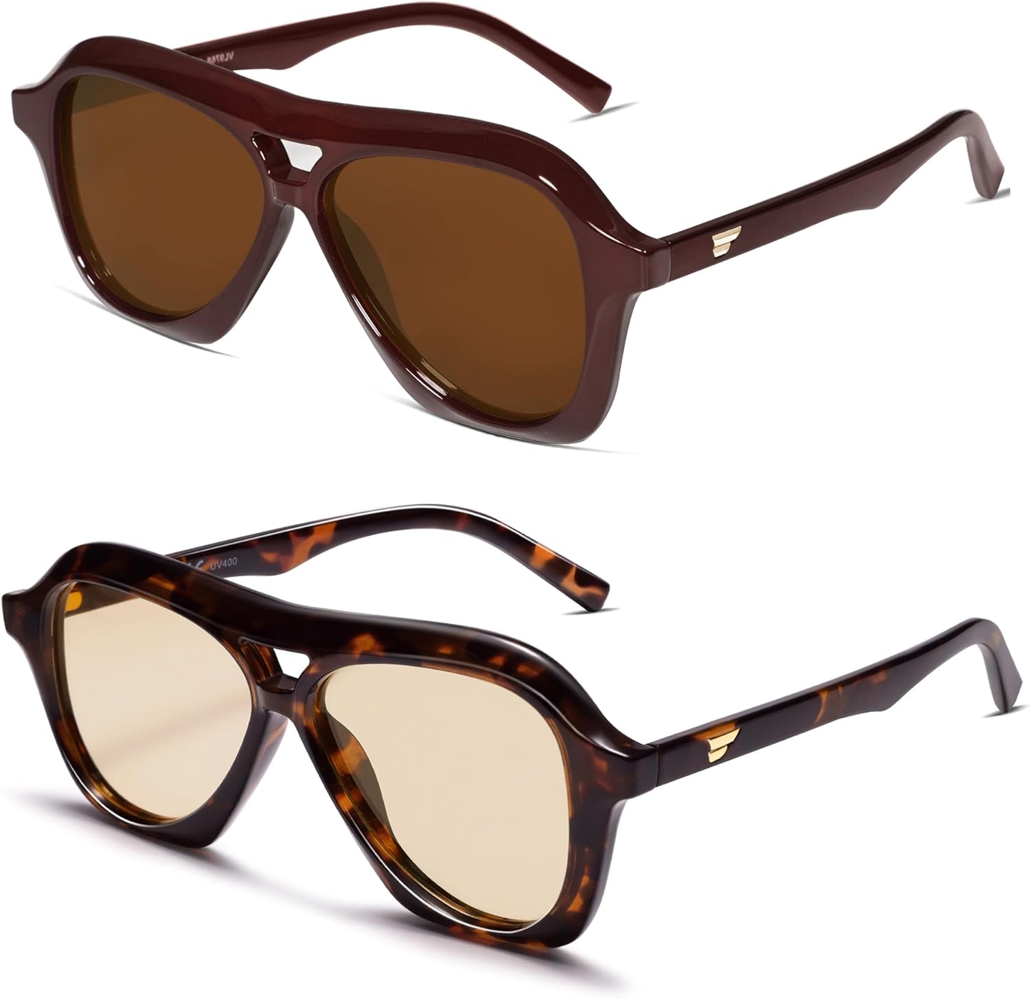 VANLINKER Retro 70s Square Aviator Sunglasses Womens Men Trendy Polarized Vintage Shades VL9768 - Image 3