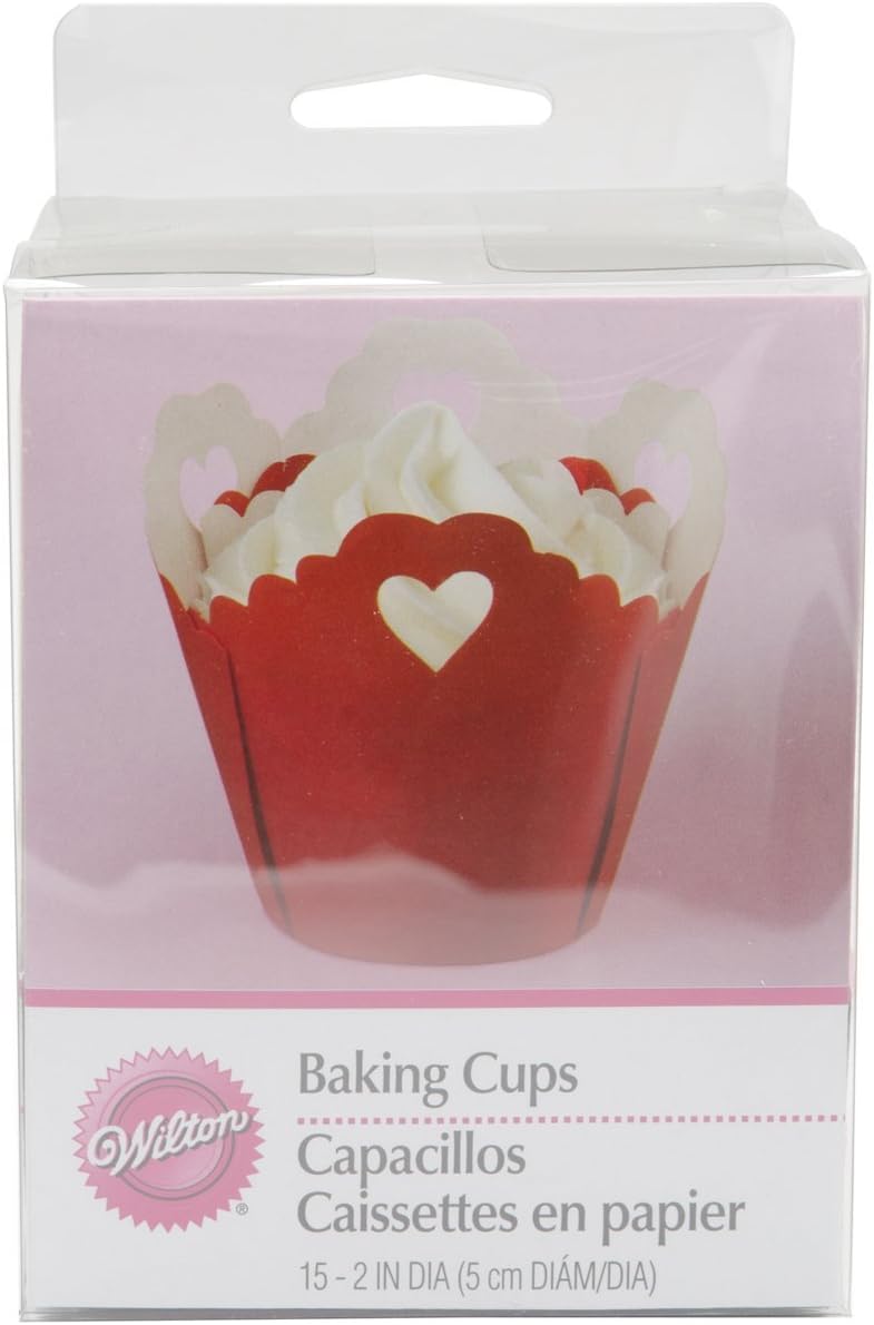 Wilton Pleated Heart Eyelet Baking Cup, 15Count