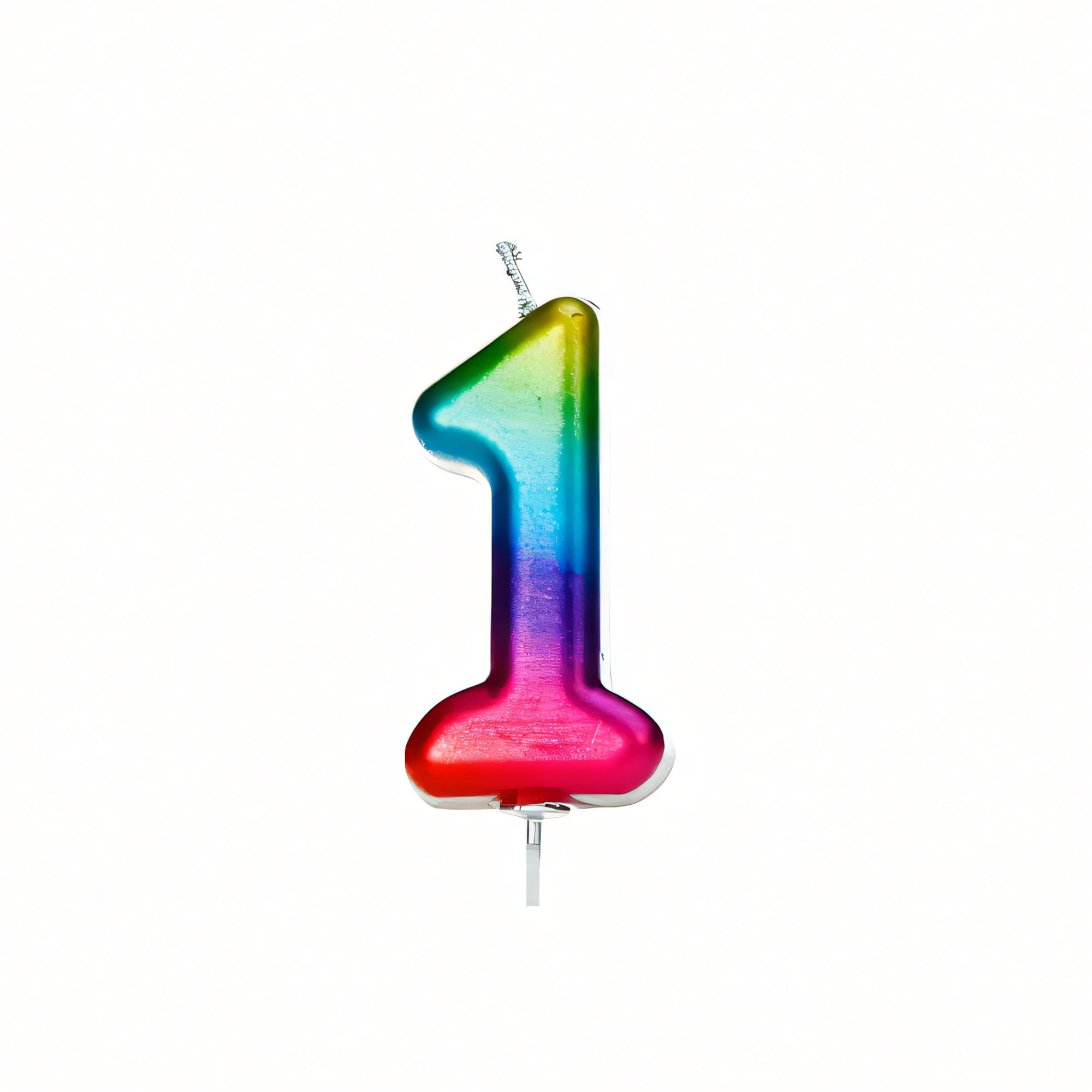 Anniversary House Colourful Rainbow Metallic Candle Number 1 Cake Candle for Birthday and Anniversary Decorations - Elegant Birthday Candle for Cake - Stylish Silver Number Candle Topper 7 cm