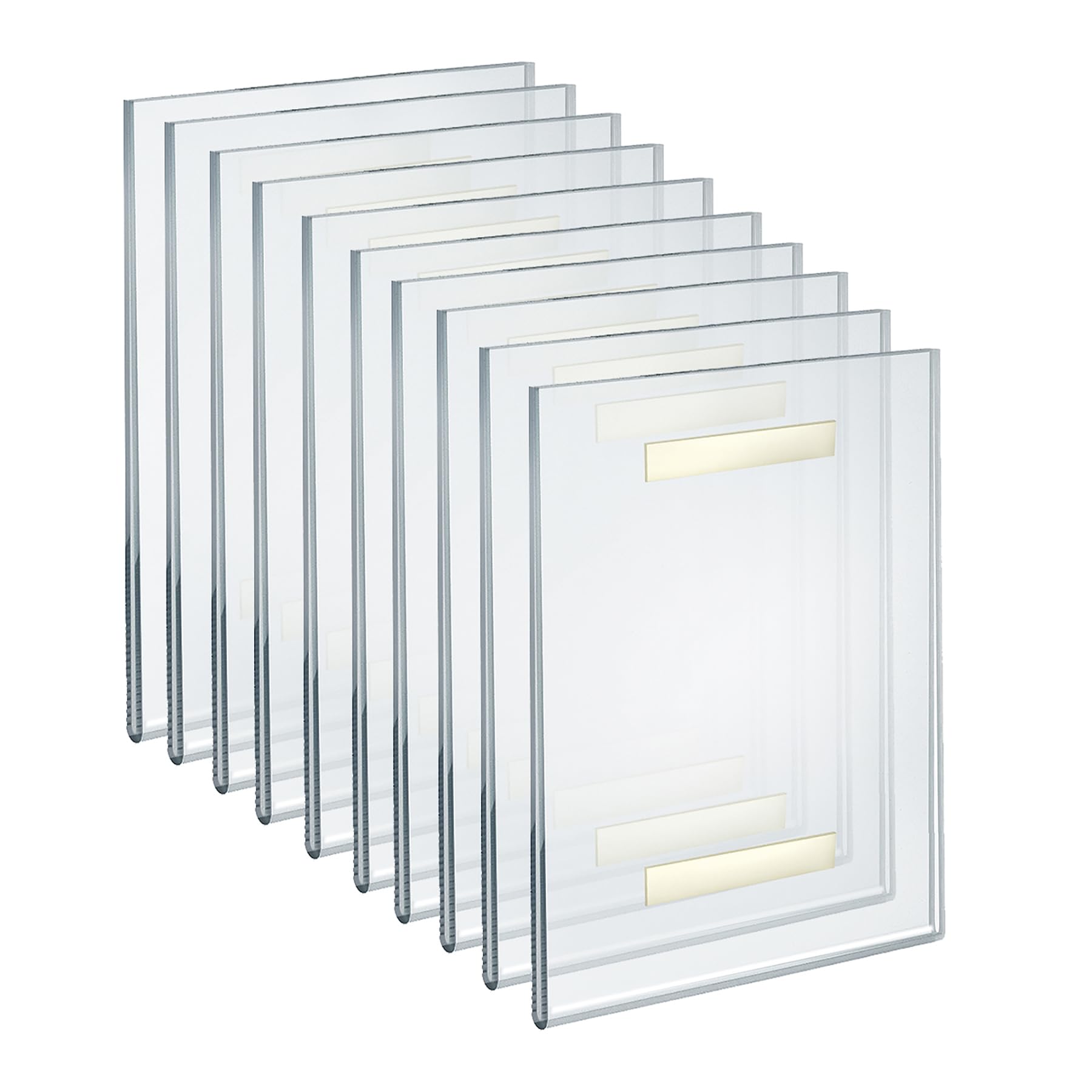 Azar Displays 122021-50PK - Soporte adhesivo de acrílico transparente para letreros de pared, marco vertical de 8.5 x 11 pulgadas para carteles de oficina, volantes, placas de identificación y