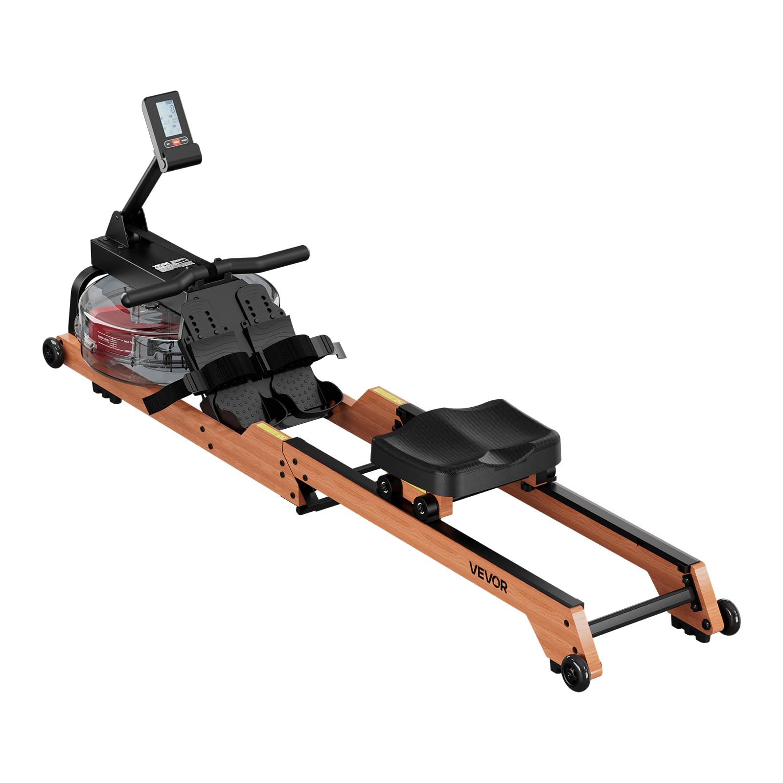 VEVOR Máquina de Remo, con 6 Niveles de Resistencia Silenciosa, Plegable, de Madera, con Tanque de Agua de 14 L y Pantalla LCD, Compatible con Aplicación Bluetooth, Capacidad de Peso de 158 kg