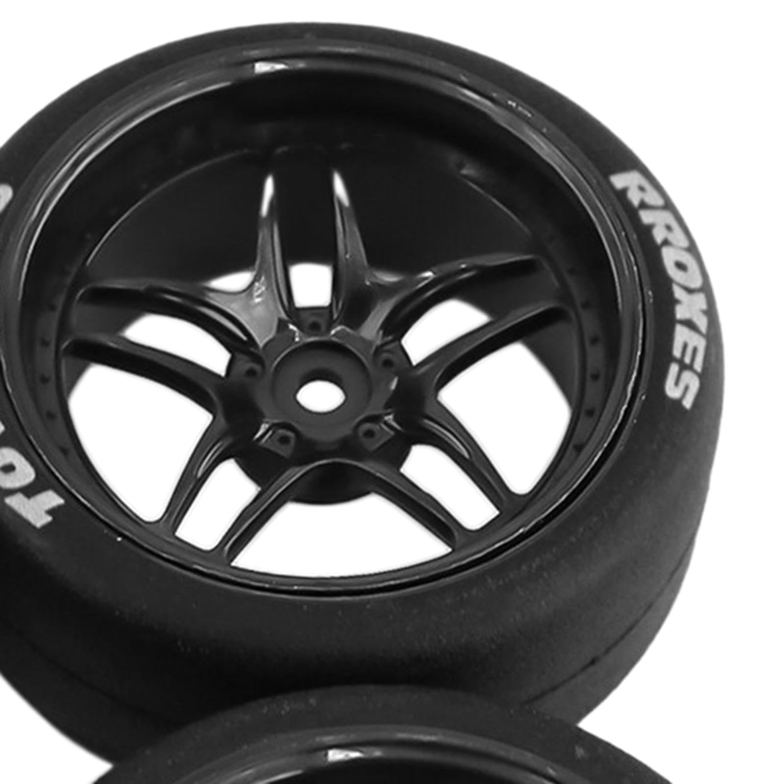 Harilla 4 Stück RC Auto Gummi Reifen, Gummi-Driftreifen, 12 mm Nabe Ersatzteile Verschleißfest Langlebig für XV01 1:10 RC Elektrische Touren Auto Ersetzt Reparatur zubehör, Schwarz