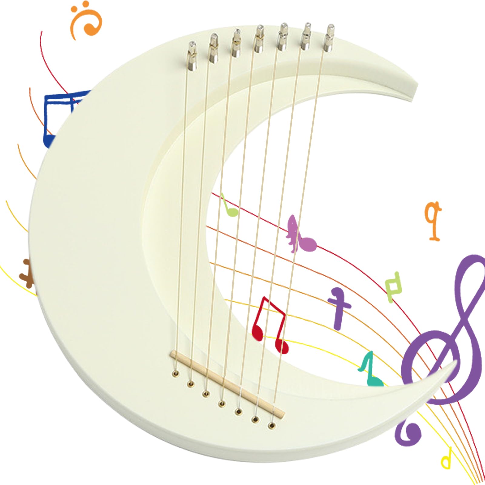 Arpa a lira a, in legno, a 7 corde, strumento musicale a | , portatile, con chiave per accordare gli amanti della musica