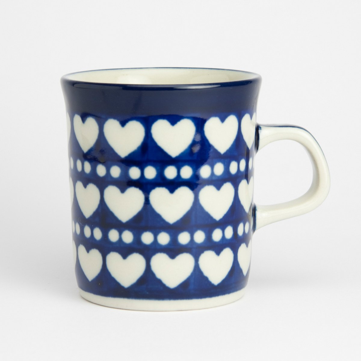 Polish Pottery Blue 130Ml Mini Mug - Heart To Heart