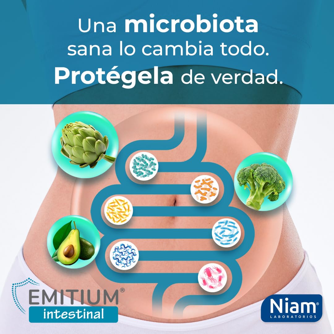 Probióticos para Intestino y Colon | 60.000 Millones UFC con Prebióticos, Alcachofa y Zinc | Flora y Microbiota Intestinal | Gases, Hinchazón, Diarrea | 60 Cápsulas | EMITIUM Intestinal
