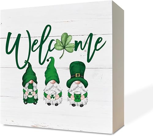 Miniatura 10 de Decoración del día de San Patricio, decoración de escritorio de caja de madera, letrero de caja de madera blanca, letrero de café irlandés, Día de