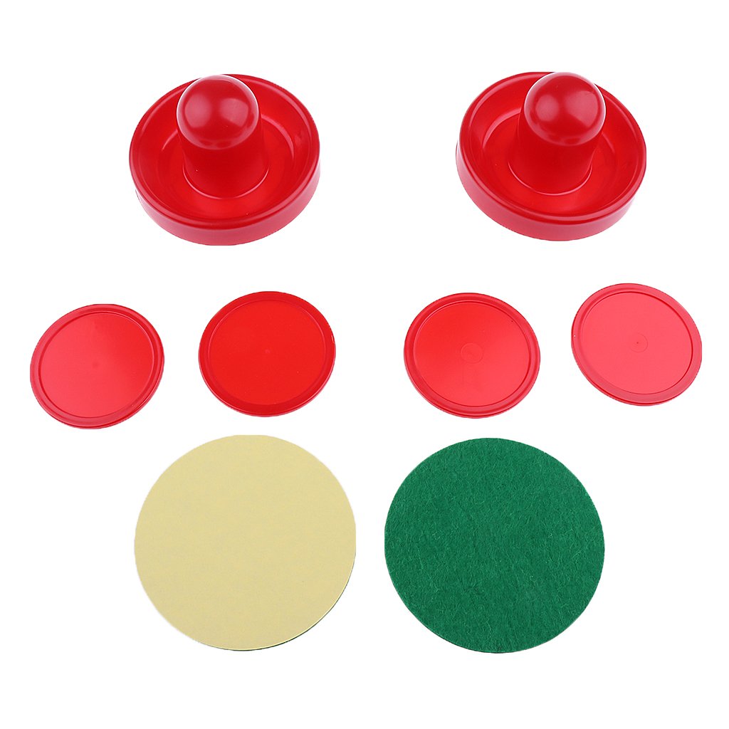MagiDeal Two Air Hockey Felt Pushers Strikers Goalies Plus Four Pucks Set Three Sizes Red Dark Blue - red, S (B074BSWQRF) Amazon Price History, Amazon Price Tracker