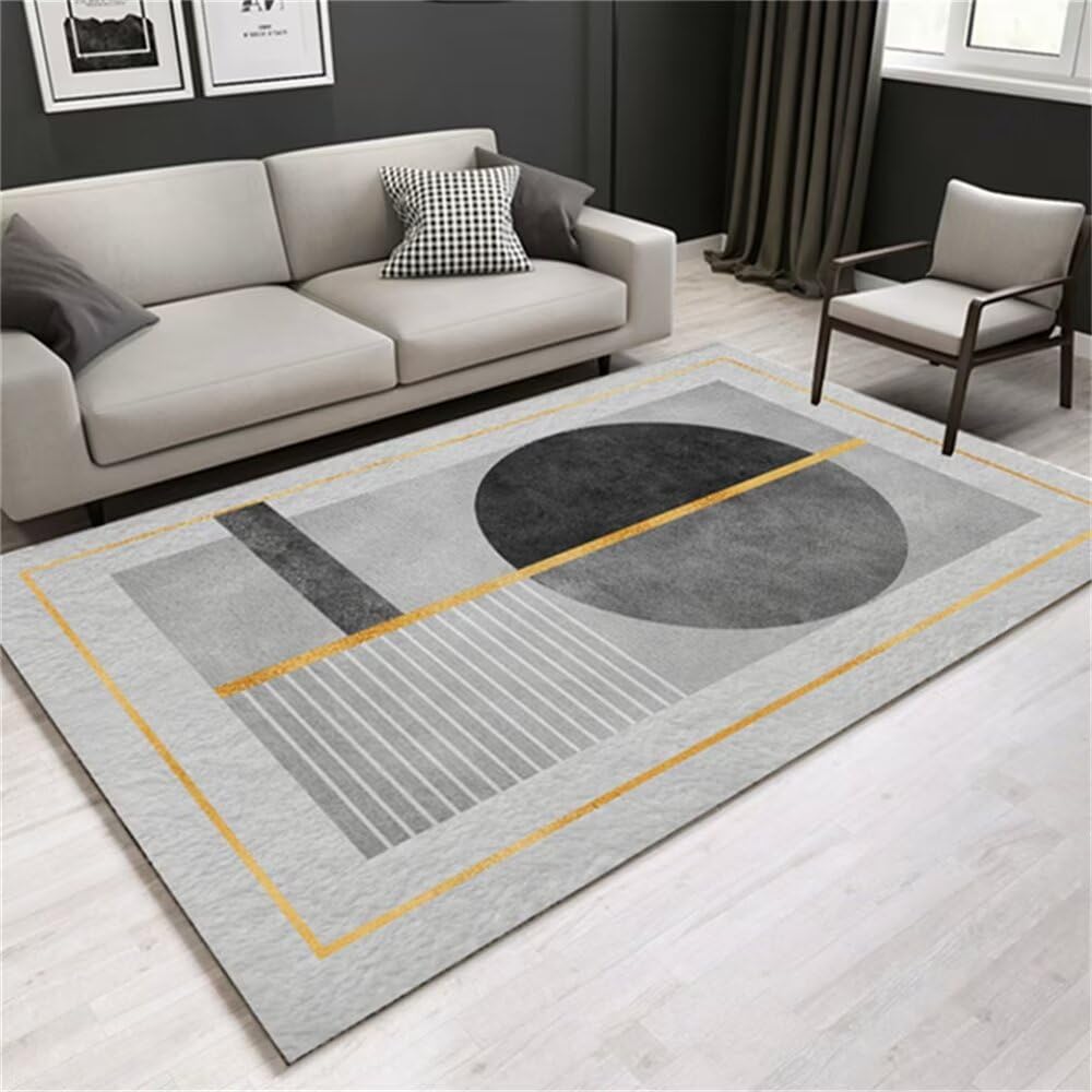 Tapis d'entrée intérieur gris tapis de salon moderne géométrique 50x80