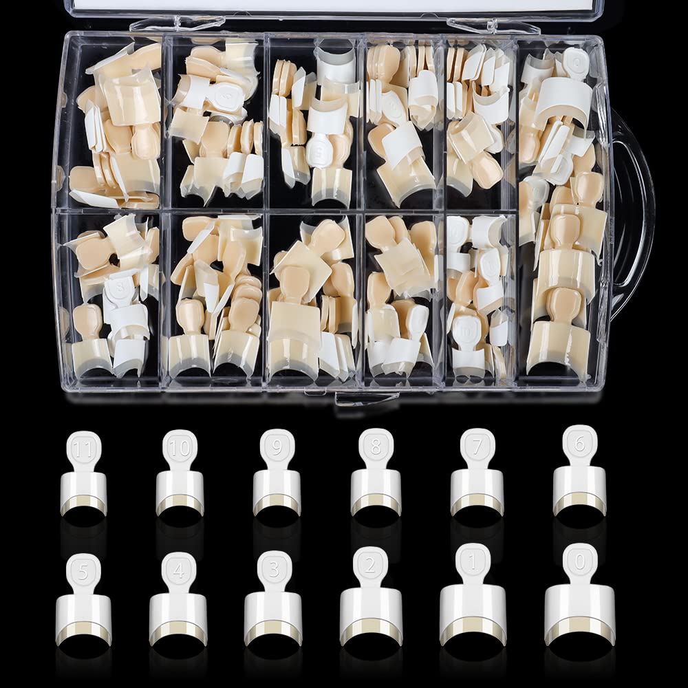 FINGERQUEEN French Nail Tips, Short Nail Tips, 120pcs Acrylic Half Cover Fake Nail Tips, White False Nails for Nail Salons and DIY Nail Art (Flesh)