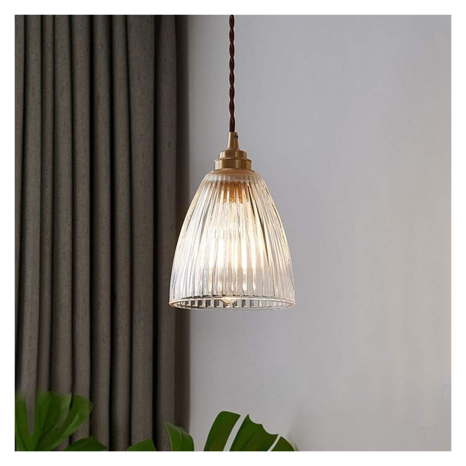 Olskfuh Light Bracket - Pendant Ing With Clear Glass Shade, Adjustable Cord All Copper Ceiling Fixture Hallway Stainless Steel Bracket ,Chandelier Lamps,