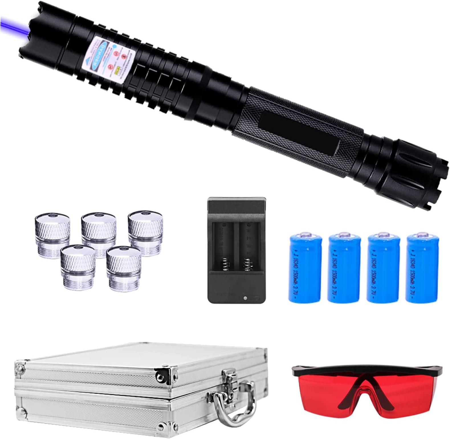 High-Bright Blue-Light Flashlight, Outdoor Equipment for Camping Hiking Fishing with Adjustable Focus and Multi Patterns