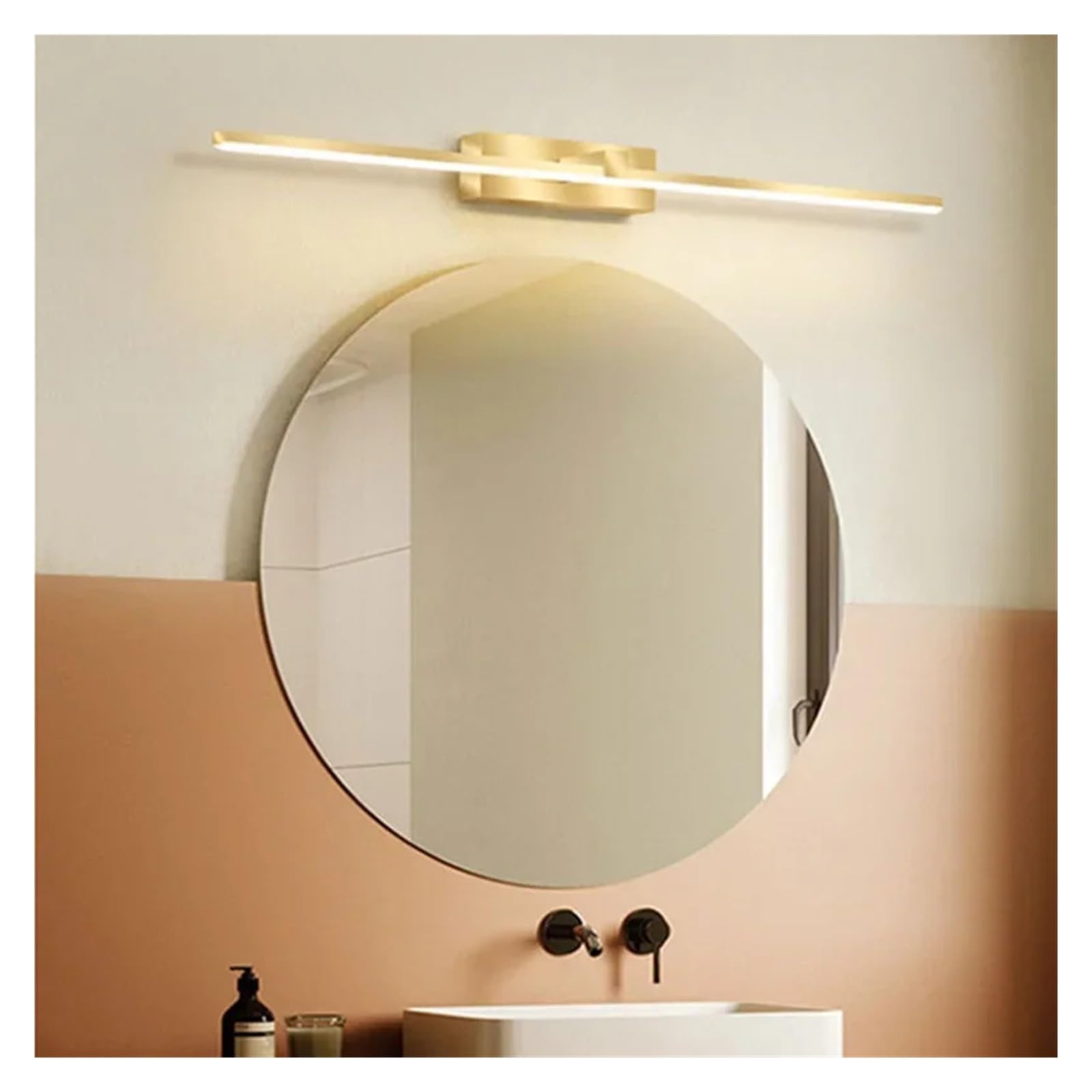 Nowoczesna Lampa Ścienna LED Vanty Aluminiowa Kinkiet Ścienny Do Lustra Łazienkowego Reflektor Oprawa Oświetlenia Wewnętrznego Lustre Make Up Light MałY I Jasny(Warm White,Black 60cm)