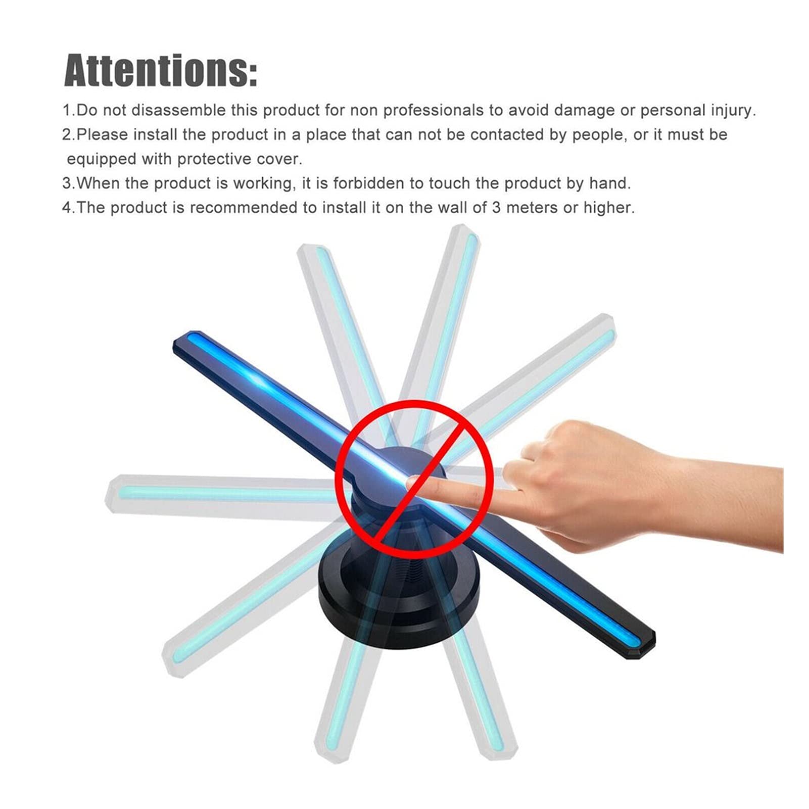 Ventaglio ologramma, LED 3D. Air Olographic Proiettore Pubblicità Macchina Display Ventilatore Hologram Player Lampada Pubblicità luce LED pubblicitaria per insegne di negozi aziendali, bar, eventi, e