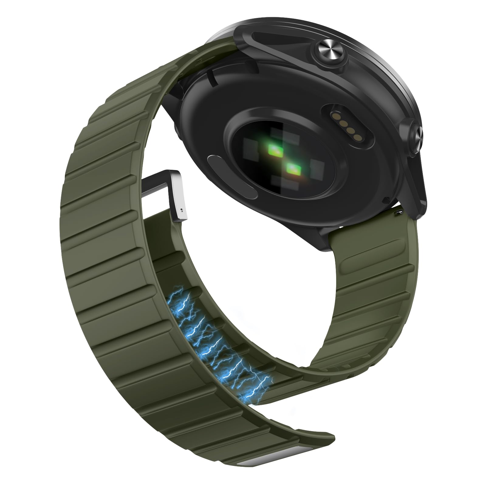 MYSNBKN 22 mm Magnetic Watch Strap for Coros Pace 4/Pace 3/Apex Pro/Apex 2 Pro/Apex 46 mm, Silicone Watch Band for Venu 2/vivoactive 4/Forerunner 255/265/570 47MM/Active Max