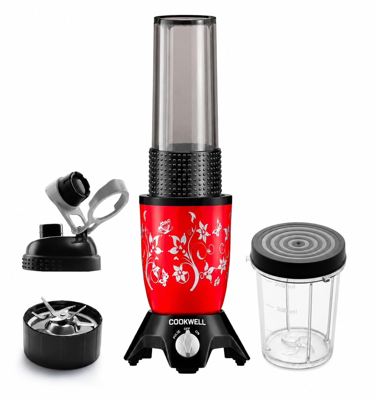 Cookwell Bullet Mixer Grinder (2 Jars, 1 Blade, Imperial Red), 600 Watts - 2 Year Warranty
