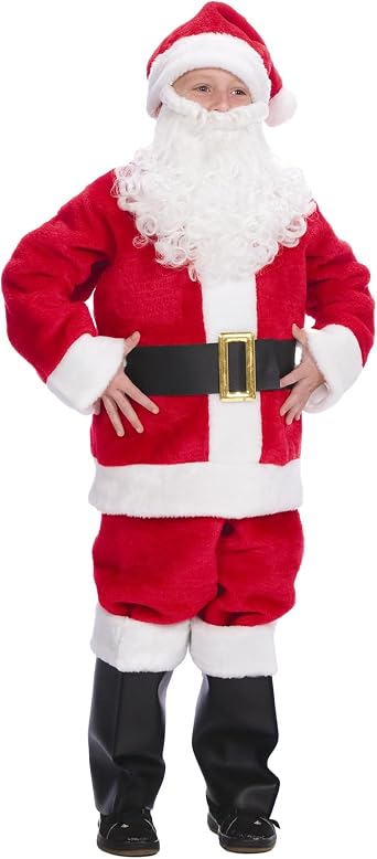 Costume SuperCenter 7-Piece Childs Plush Christmas Santa Suit Little Helper - Child Size Small