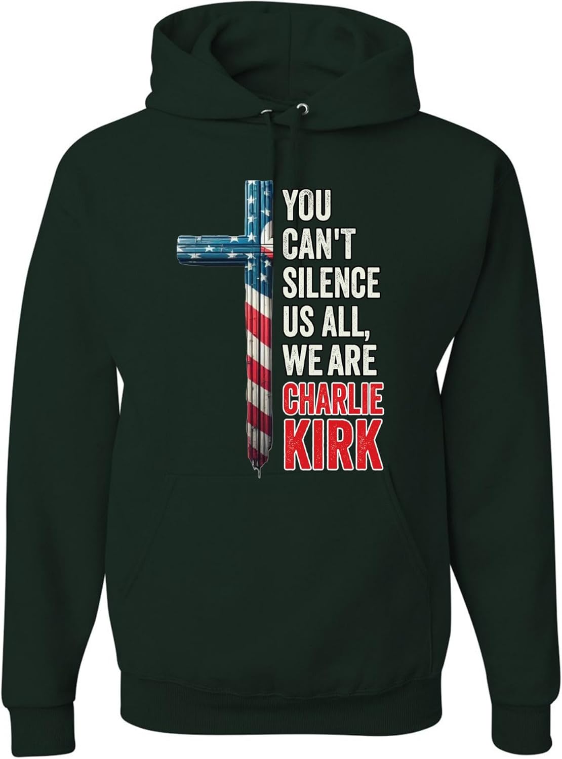 wild custom apparel You Cant Silence Us All We Are Charlie Kirk USA Cross Flag Sweatshirt Hoodies