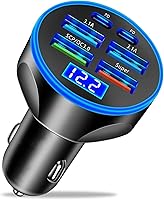 UYUXIO 6-in-1 USB C Car Charger 250W Super Fast Charge Adapter with Voltage Display for iPhone 16/15 Samsung Galaxy Huawei OnePlus