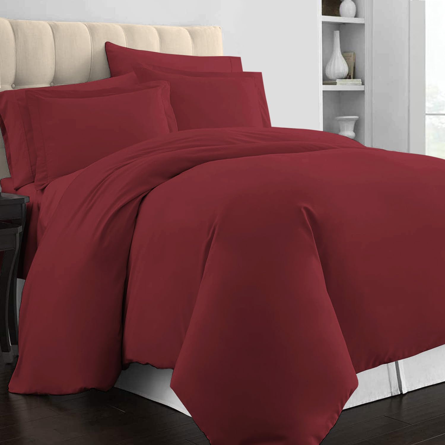 Pizuna 100% Cotton Single Duvet Cover Set Rio Red, 400 Thread Count Long Staple Cotton Duvet Cover Single 140x200cm