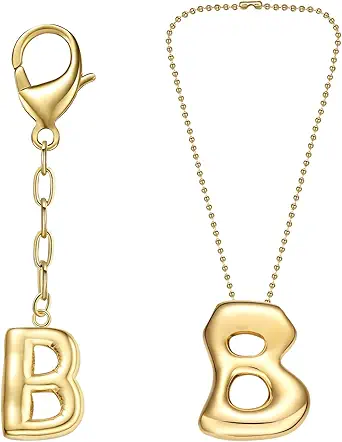 COTATI Gold Plated Bubble Letter Keychain for Women Initial Monogram Pendant Charm Keychains for Bag Handbags Purse