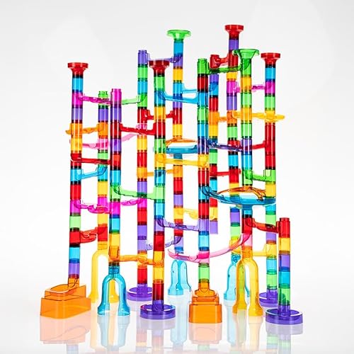 Fat Brain Toys Marble Run Clear Set - 200pc - Marble Run 200 Piece Set Building & Construction for Ages 3 to 10