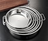 MMLFX 1 stück 304 Edelstahl Platte tablett nudelplatte flach gedämpft große große mahlzeitplatte dual Griff teiggerichte und Teller Sets Gericht (Size : 30cm Double Handle)
