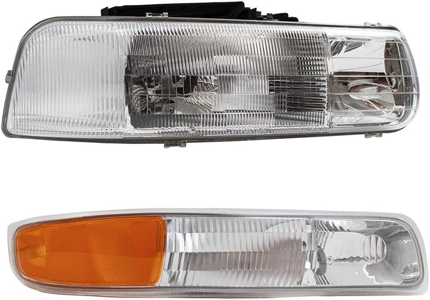 Brock Headlights with Side Signal Lights Compatible with 99-02 Silverado 00-06 Tahoe Suburban 16526133 16526134 15199558 15199559